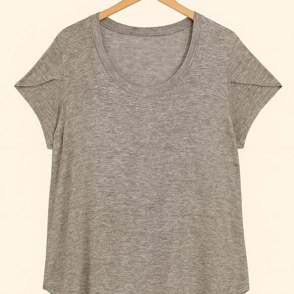 Market & Spruce Heather Gray Crisscross Shoulder Top Soft Knit Curved Hem - Picture 2 of 3